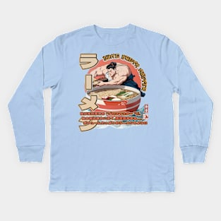 Martial Arts Ramen Noodles Fusion Sumo Wrestler Kids Long Sleeve T-Shirt